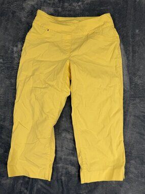 Westbound Petite Womens Yellow Pull On Stretch Capri Pants Size 8P